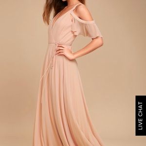 Lulu’s Blush Off the Shoulder Wrap Maxi Dress